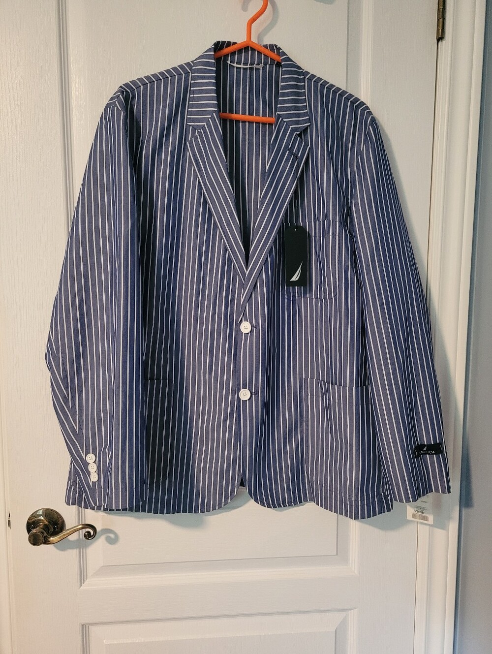 Nautica Navy & White Pinstripe Blazer